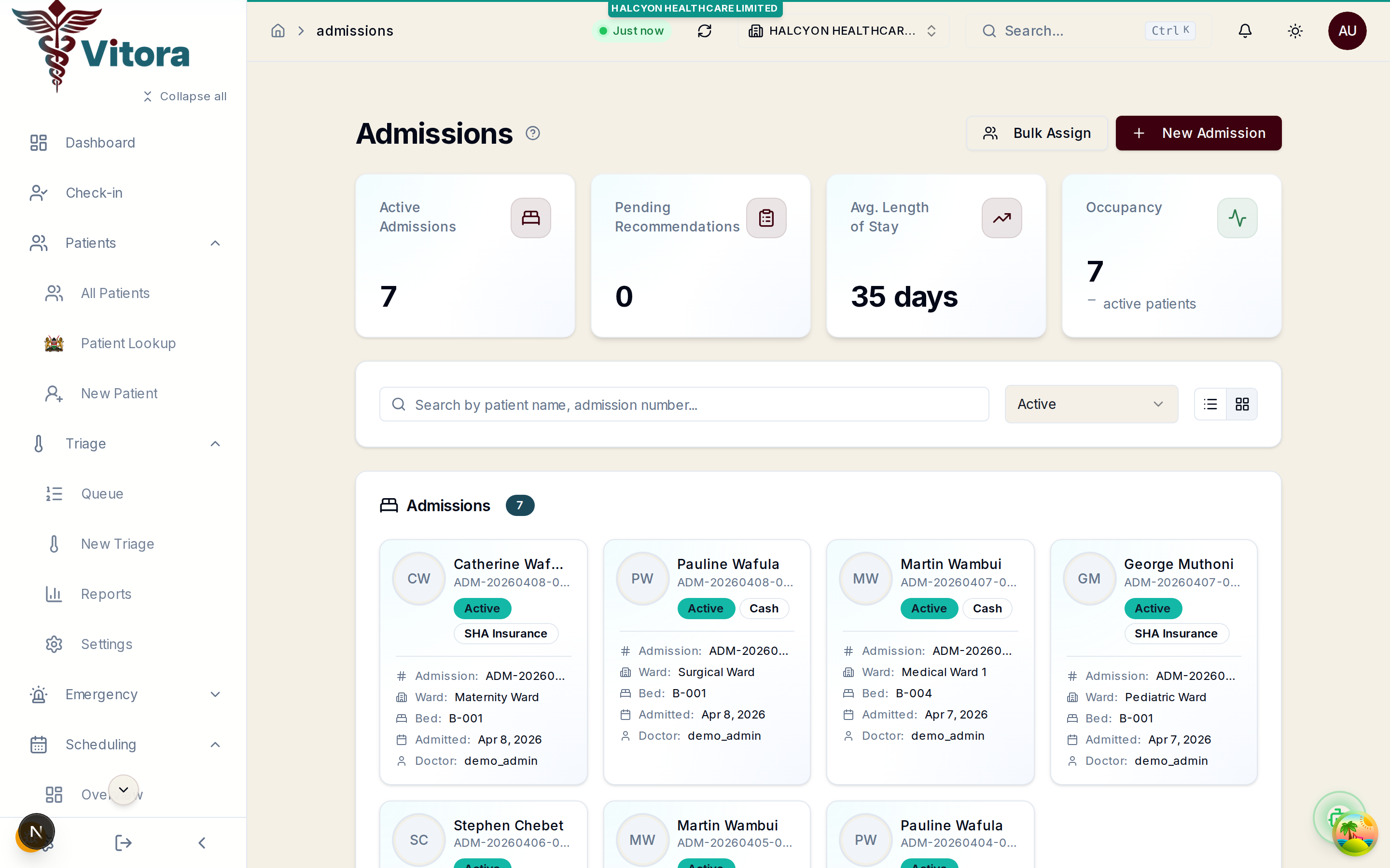Inpatient admissions management