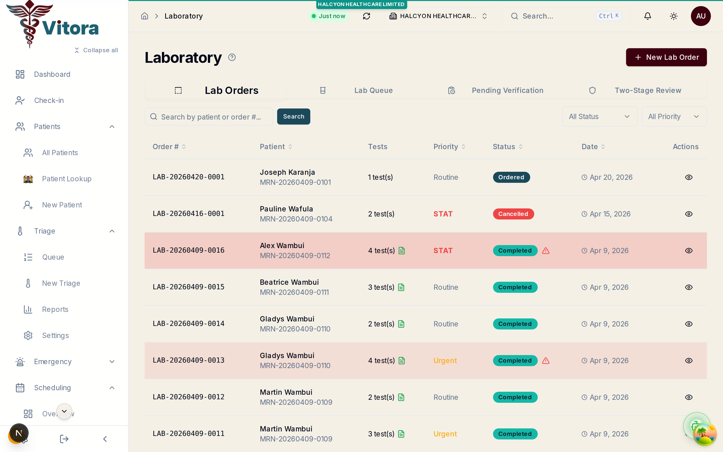 Lab module with order tracking